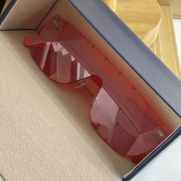 Red Rimless Frame City Mask Sunglasses for Men Flat Top Glasses Fashion Sunnies Shades UV400 Eyewear with Box 231E