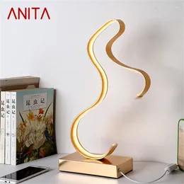 Table Lamps ANITA Nordic Lamp Modern Gold LED Personality Creative Aluminum Desk Light For Home Living Room Bedroom Bedside Decor