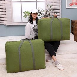 Storage Bags Moving Bag Thickened Canvas Quilt Camping Portable Woven Large Capacity Wardrobe Clothes Foldable