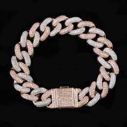 Designer Bracelet Hip Hop Jewellery Iced Out Cuban Link Chain Mens Bracelets Bling Diamond Tennis Love Bangle Snap Button Jewlery Gold Si 257P