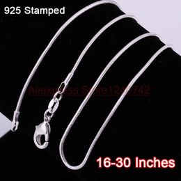 Wholesale-16-30 Inches 20PCS Snake Necklace Chains 1 2MM Real 925 Sterling Silver Findings DIY Jewellery Hot 2369