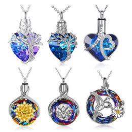 Pendant Necklaces 15 styles of Cremation Jewellery - Heart shaped pleated crystal Urn necklace Ash Keepsake pendant Jewellery gift S2452206