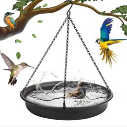Hanging Bird Feeder Outdoor Bath Tray Water Drinker Garden Yard Decoration Plastic Pet Supplies 240522