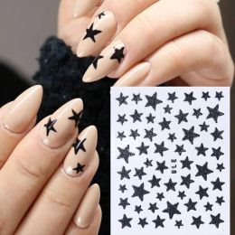 Glitter Stars Powder 3D Nails Art Stickers Set Self-adhesive Shiny Black Gold Slider Decals Manicure Accessories Tips CHNC132
