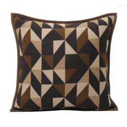 Pillow DUNXDECO Retro Brown Geometric Cover Classical Decorative Case Warm Wool Blend Fabric Room Sofa Chair Bedding