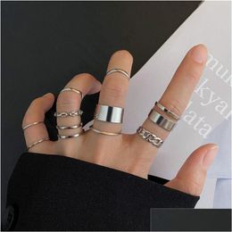Band Rings Boho Gold Color Cross Wide Set For Women Girls Simple Chain Finger Tail Jewelry Gifts Ring Female Drop Delivery Otrhf