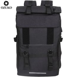 OZUKO 40L Large Capacity Travel Backpacks Men USB Charge Laptop Backpack For Teenagers Multifunction Travel Male School Bag 211203 246F