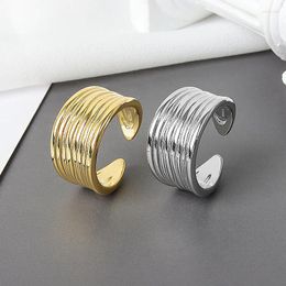 Cluster Rings NBNB Silver Gold Color Trendy Simple Lines Adjustable Ring For Women Men Fashion Female Open Male Party Finger Jewelry Gift