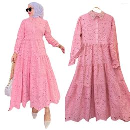 Ethnic Clothing Muslim Fashion Selling Islamic Southeast Asian Indonesian Women's Embroidery Hollow Lace Dress Ensembles Musulmans