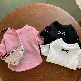 Dog Apparel Summer Casual Solid Color Pet Bottom Shirt Cute Sleeve T-Shirt Puppy Cat Clothes Bichon Yorkshire Small