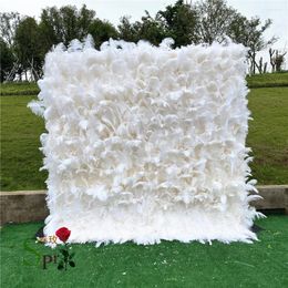 Decorative Flowers SPR For Party Fabric Plastic White Feather Rustic Silk Artificial Roll Up Wall Wedding Flower Backdrop