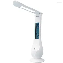 Table Lamps LED Desk Lamp Built In LCD Display Clock Alarm Calendar Thermometer USB Adjustable Colour Temperature White