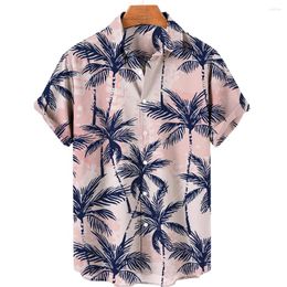 Men's Casual Shirts Hawaiian And Women's Short Sleeve Floral Pattern Print Seaside Lapel Button Up Shirt Tops