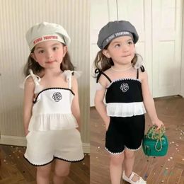 Clothing Sets Summer Girls Cute Two Pieces Suit Baby Kids Children 2024 Set Including Suspender Shorts