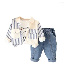 Clothing Sets Spring Autumn Baby Clothes Suit Children Boys Striped Jacket T-Shirt Pants 3Pcs/Sets Toddler Casual Costume Kids Tracksuits