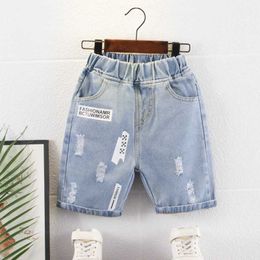 Shorts Kids Boys Jeans Shorts Pants Fashion Kids Clothes Toddler Baby Knee Length Denim Pants Summer Casual Teenage Shorts 2-14T Y240524