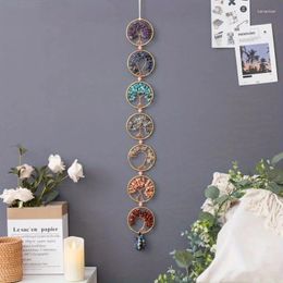 Decorative Figurines 7 Chakra Crystal Tree Of Life Wall Hanging Reiki Healing Gemstone Dream Catchers Hanger For Yoga Meditation Window