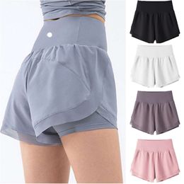 2024 LU-DS113 Womens Yoga Outfits Sportswear High Waist Shorts Exercise Fitness Wear Short Pants Girls Running Elastic Prevent Wardrobe Culotte 6655ess