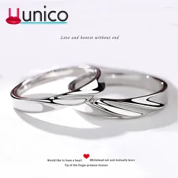 With Side Stones UUNICO S925 Sterling Silver Couple Handmade Ring Men And Women Open The Ring's Jewelry Original Design Live Mouth Gift.