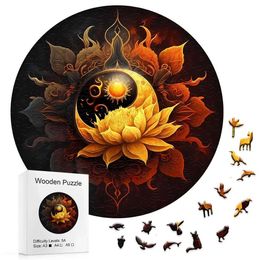 Puzzles Moon Flowers Wooden Puzzles High-quality Toys Irregular-shaped Animals Party Games Christmas Gifts For Family And Friends Y240524