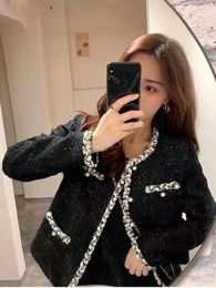 Women's Jackets Korean Fashion Elegant Lady Woolen Short Outerwear Small Fragrant Tweed Jacket Coat Spring Autumn Must-Have French