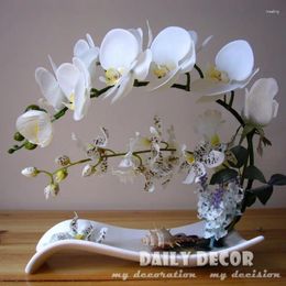 Decorative Flowers High Simulation Handmade Ikebana Artificial Orchid Arrangements Real Touch Latex Floriculture Pot Culture Suits