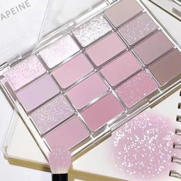 16 Colors Eyeshadow Palette Matte Pearlescent Low Saturation Shadow Long Eye Brown Makeup Lasting Pink Glitter 240523