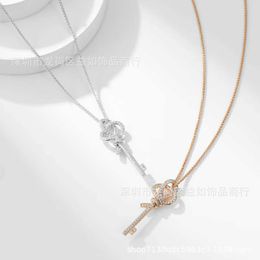 Designer's Brand New Woven Keys Full Diamond Knot Key Necklace Womens Gold plating Medium Collar Chain Sweater High Version PHXS