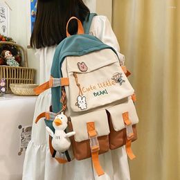 Backpack Cute Color Matching Schoolgirl Laptop Student Bag Waterproof Nylon Fashion Girl Knapsack Double Zipper Women