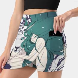 Skirts Frosty Women's Skirt With Hide Pocket Tennis Golf Badminton Running Tiger White Anime