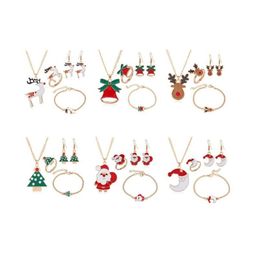 Bracelet Earrings Necklace Cartoon Drip Colour Christmas Tree Gift Jewellery Sets Drop Delivery Otaat