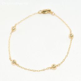 14K Gold Filled Beads Bracelet Handmade Gold Jewellery Boho Charms Bracelets Vintage Anklets for Women Bridesmaid Gift Bracelet 240524