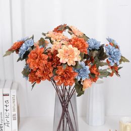 Decorative Flowers Artificial Flower Silk Peony 3 Heads Wedding Home Decoration Fake Rose For