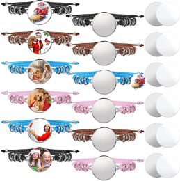 Cinunk Sublimation Bracelet Blank Bracelet Bezel Setting Blank Heat Transfer Blank Leather Bracelet with Aluminium Sheet for DIY Jewellery Making HJ5.23