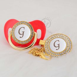 MIYOCAR elegant and pacifier clip set name Initials letter G BPA free dummy bling unique design LG-W L2405