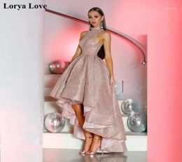 Party Dresses Elegant Prom Women Formal Night Evening Gowns 2021 Rose Gold Sexy Short Front Long Back Sleeveless Vestido De Gala18549667