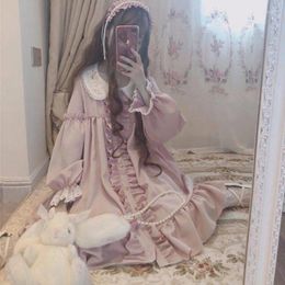 Casual Dresses Pink Kawaii Lolita Dress For Women Soft Princess Fairy Doll Collar Japanese Style Cute Puff Sleeve Ruffles Party