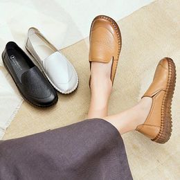 Casual Shoes Women Plus Size Soft Bottom ComfortableShoes Genuine Leather Flat Drive Flats 2024 Comfortable