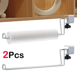 Kitchen Storage 2Pcs Paper Towel Holder Stainless Steel No Punching Roll Rack With Adjustable Clip For Home Kitchens