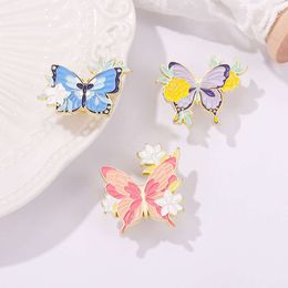 Creative flower, glass, lily, Colourful butterfly design, exquisite and fashionable versatile jewelry, metal brooch