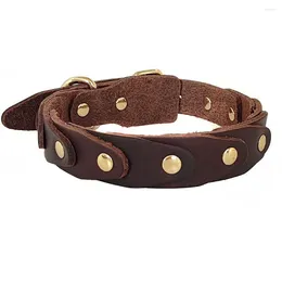 Dog Collars Adjustable Rivet Comfortable Real Leather Cat Collar Durable Studded Pet For Small Medium Large Breeds