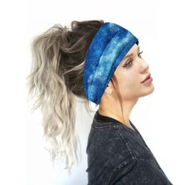 Sun Flower Printed Women Headband Wide Sports Yoga Sweatband Elastic Stretch Hairband Headwear Boho Turban Hair Accessories