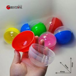 50Pcs 65MM Half Transparent Half Coloured Surprise Ball Plastic Toy Capsule Split Body Round Container Candy For Machine Vending