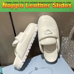 pradsandals Women Sabots Slippers Designer Slides Soft padded nappa leather Platform sandals mules Womens Scuffs Bread Slipper flat Slide luxury beach sanda WV15