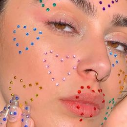 4mm Colorful Face Makeup Jewels Acrylic Temporary Tattoo Self Adhesive Eyes Diamond Stickers DIY Body Art Rhinestone Decorations