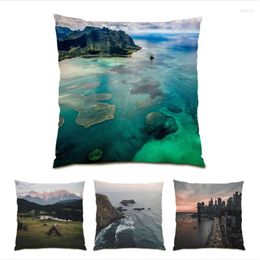 Pillow Home Decor Polyester Linen Cover 45x45 Pillowcase Velvet Sofas For Living Room Nature Landscape Beautiful 2024 E1038