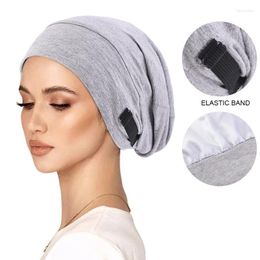Berets Cotton Baggy Hat Double Layer Satin Lining Night Sleep Cap Ladies Elastic Adjustable Beanie Headwrap Hair Care Chemo