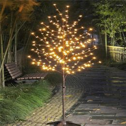 Decorative Flowers Artificial LED Cherry Blossom Light Tree Romantic Warm White Outdoor Garden Landscape Lamp Drop