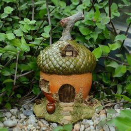 Decorative Figurines Resin Acorn House Fairy Garden Cottage Gnome Elf Dollhouse Desktop Decor Miniature Accessories Vintage Landscape