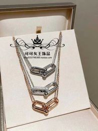 Designer's 925 sterling silver double buckle necklace for women light luxury and niche temperament Brand chain collarbone couple short neck